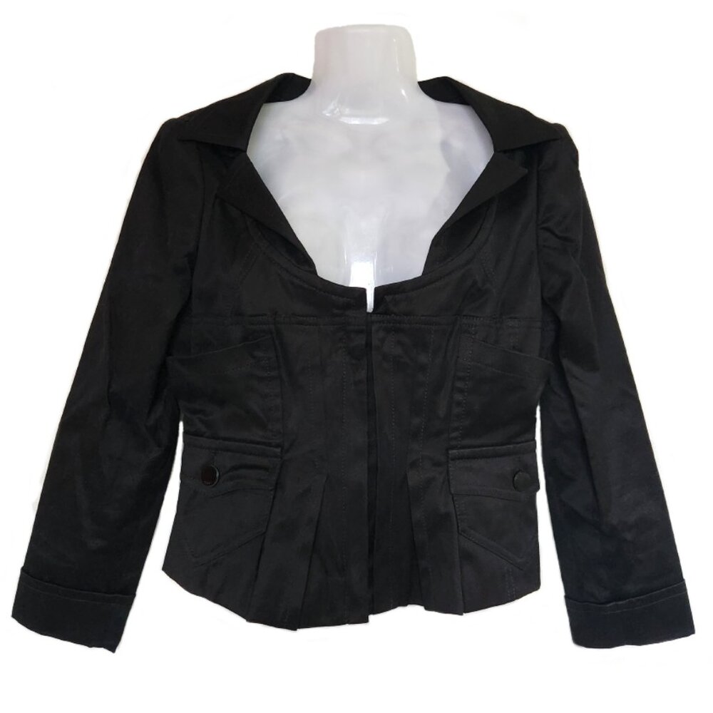 GUCCI Black Open Neck Blazer with Pockets Euro Size Small